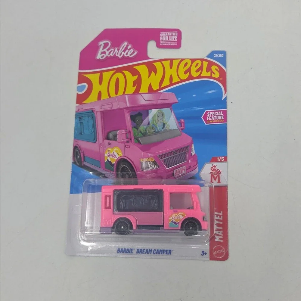 Hot Wheels Lot 2 Barbie Pink Van 1/5 Special Feature • Mattel Die‑Cast Sealed